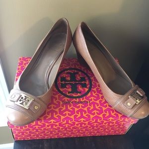 Tory Burch Royal Tan Natalya Mid Wedges